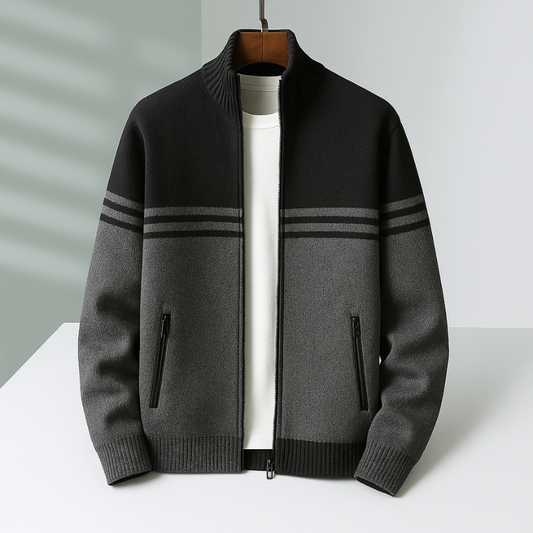 Hustleshop Zip-Up Knit Jacket – Comfort and Style for Winter